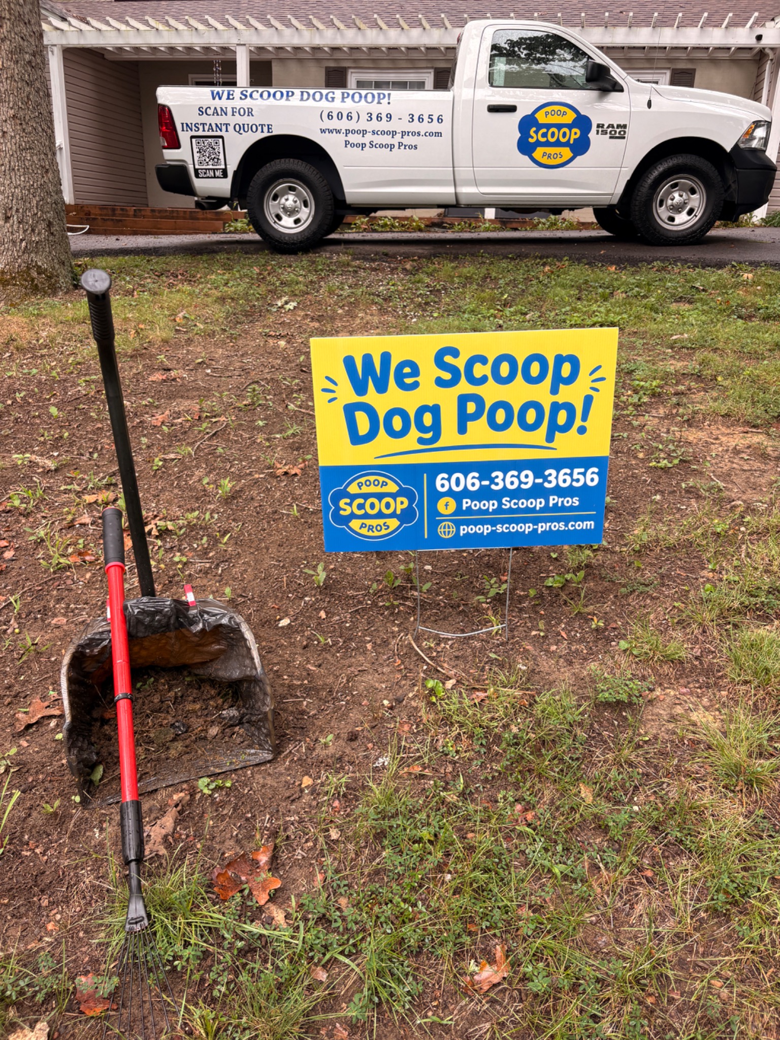 Poop Scoop Pros branded service truck in the Tri-State area